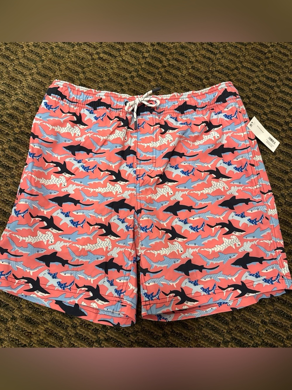 Men's Coral Shark Print Swim Trunks